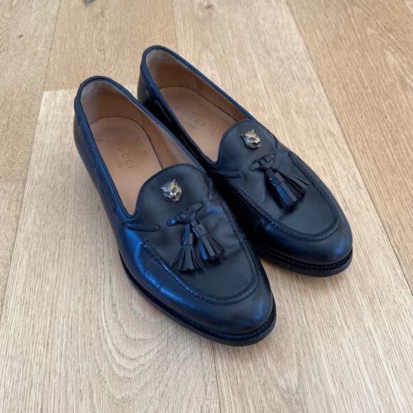 Gucci Men's Tassel Lion Loafers Size US7.5 Black - Picture 1 of 11